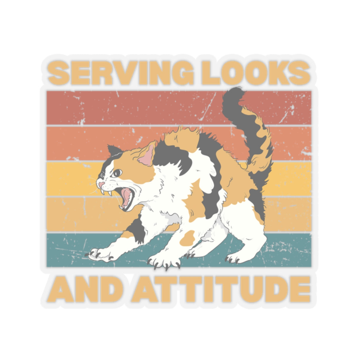 Serving Looks & Attitude Cat Sticker